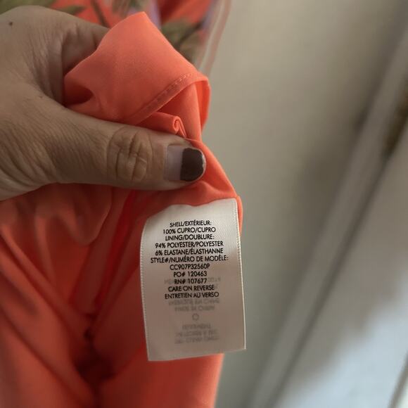 Alice And Olivia Coral Orange Floral Strappy Dress Size 2 - Picture 6 of 7
